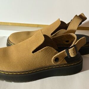 Dr. Martens Tan Suede Slip-On Sandals Clogs